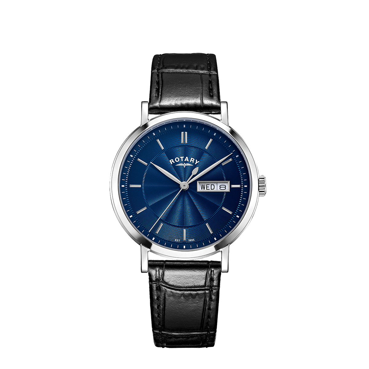 Rotary Heritage watch with blue dial and black leather strap